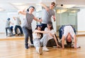 Teens hip hop dancers posing in studio Royalty Free Stock Photo