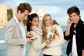 Teens mobile or cell phones Royalty Free Stock Photo