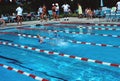 Teens practicing swimming for a swim meet