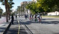 Teens during race at local cycling competition in mallorca