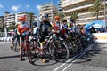Teens at starting line in local cycling competition in mallorca