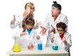 Teens and teachers of chemistry at lesson making