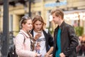 St. Petersburg, Russia, June 28, 2019: teens l walking around the city