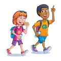 Teens walking with backpacks