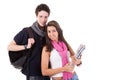 Teens (young man and woman), going to school, Royalty Free Stock Photo