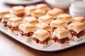 teeny bbq sandwiches for a party, white plates