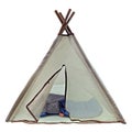 Teepee Camping Tent and Sleeping Bag Royalty Free Stock Photo