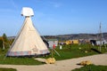 Teepee and gipsy wagons Royalty Free Stock Photo