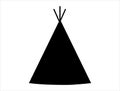 Teepee tent silhouette vector art white background