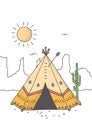 Teepee, tent or wigwam native american dwelling.