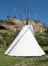 Teepee with White Canvas at the Pictograph Cave State Park Near Billings, Montana