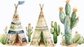Teepees with Cactus Royalty Free Stock Photo