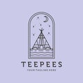 teepees india logo vector symbol simple minimalist illustration template icon graphic design, native american tent logo vector