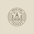 teepees line art logo vector illustration template icon graphic design. traditional indian camp sign or symbol for adventure and