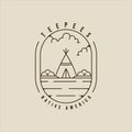 teepees line art logo vector illustration template icon graphic design. traditional indian camp sign or symbol for adventure and