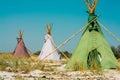 Teepees on the sea shore