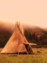 American native tent camp teepees