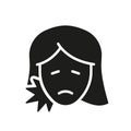 Teeth Ache, Mouth Cavity Medical Problem Silhouette Icon. Female with Toothache Symbol. Woman with Dental Pain Glyph