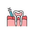 Teeth analgesia color line icon. Pictogram for web page, mobile app, promo.