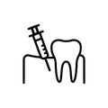 Teeth analgesia line icon. Isolated vector element.