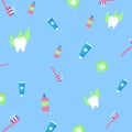 Teeth. Background for the business card. Background for notes. Template on the theme of dentistry. Toothpaste, teeth, floss.