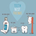 Teeth best friends - tooth past, tooth brush and