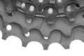 The teeth of the bicycle cassette are black in close-up on a white background Royalty Free Stock Photo