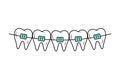 Teeth with braces in doodle style. Corrective Orthodontics. Dental care.