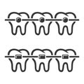 Teeth Braces Icons Set on White Background. Vector