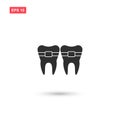 Teeth brackets icon vector design isolated 3