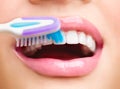 Teeth brushing. White healthy teeth Royalty Free Stock Photo