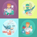 Teeth care and dental service color flat icons set for web and mobile design.