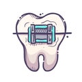 Teeth care treatment collection. Dental medicine theme for posters, books, leaflets, stickers. Tooth illustration with