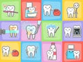 Teeth care treatment and hygiene concepts set.