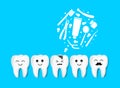 Teeth character with dentin decay. Royalty Free Stock Photo