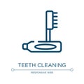 Teeth cleaning icon. Linear vector illustration from lifestyle icons collection. Outline teeth cleaning icon vector. Thin line Royalty Free Stock Photo