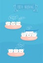 Teeth comics about brushing, vector