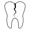 Teeth crack fracture, tooth carious cavity cartoon white, health dent