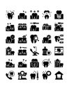 teeth and gum black silhouette solid glyph icon set