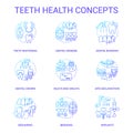 Teeth health blue gradient concept icons set