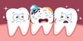 Teeth Health Care Concept With Cartoon Characters