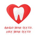 Teeth with heart. Concept Dental care