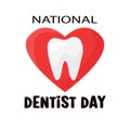 Teeth with heart. Concept Dental care National dentist day