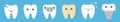 Teeth icon set line. Cracked, broken, healthy white yellow ill tooth dental implant prosthesis, braces. Shining star. Cute cartoon Royalty Free Stock Photo