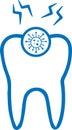 Teeth infection icon, Teeth icon, Dental problem blue vector icon. Royalty Free Stock Photo