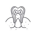 Teeth inside icon, linear isolated illustration, thin line vector, web design sign, outline concept symbol with editable Royalty Free Stock Photo