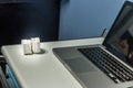 teeth plaster cast near laptop