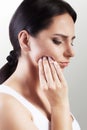 Teeth Problem. Woman Feeling Tooth Pain. Closeup Of A Beautiful Royalty Free Stock Photo