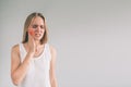 Teeth Problem. Woman Feeling Tooth Pain. Closeup Of Beautiful Sad Girl Suffering From Strong Tooth Pain. Attractive Royalty Free Stock Photo