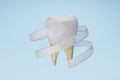 teeth protection and tooth care concept blue background